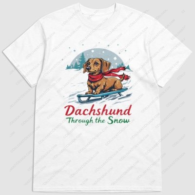 Dachshund Through the Snow Christmas Dog T Shirt