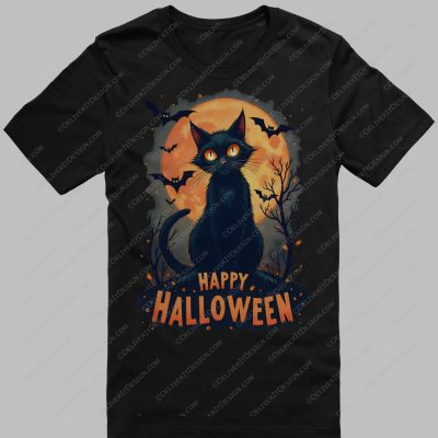 Halloween Black cat t shirt
