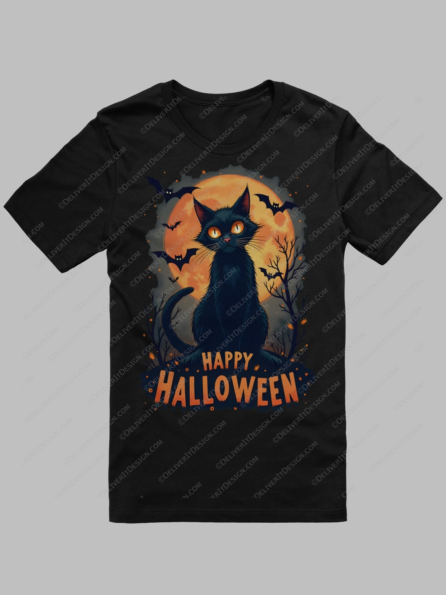Halloween Black cat t shirt