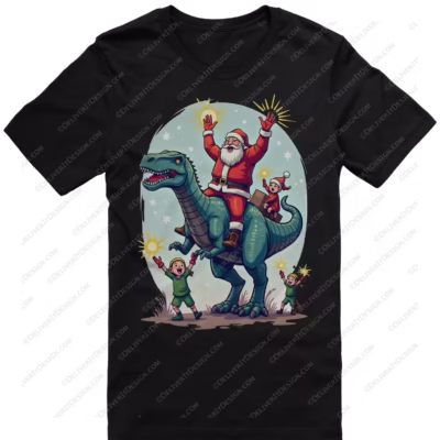 Santa on T Rex T shirt